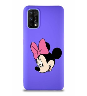 Realme 7 Pro Soft Premier Kapak Minnie Mouse-B Tasarımlı Silikon Kılıf - Mor (Şeffaf)