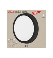 30 Watt Sıva Üstü Yuvarlak Panel Led Armatür Ct-5238B Alüminyum Siyah Kasa Beyaz Işık