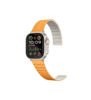 Apple Watch 7 45mm Uyumlu Zore KRD-111 Çizgili Desenli Silikon Kordon (Turuncu)