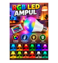 Kumandalı RGB LED Ampul E27 10W 2000 Lümen Renk Değiştiren Ambiyans Aydınlatma