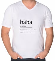 BK Gift Baba Tasarımlı V Yaka Tişört-1 (Beyaz)