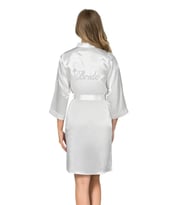 Amora Secret Beyaz Kısa Saten Bride Sabahlık
