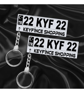 Keyf'ince Shopping Kişiye Özel Çift Yönlü Gümüş Aynalı Pleksi Plaka Anahtarlık Premium Tasarımlı Hediye Model-3