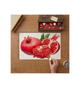 Kırmızı Nar - Nar Taneleri Tasarımı 240 parça Ahşap Puzzle Ahşap Kutuda MP01898