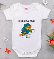 BK Kids Umrumda Değil Tasarımlı Beyaz Bebek Body Zıbın-1