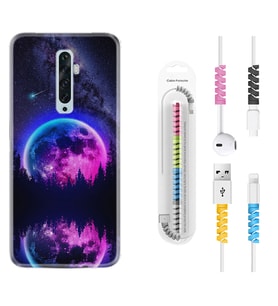 Oppo Reno 2Z 4 Lite 4 Pro 5 6 7 A31 Kılıf Kablo Koruma Spiral Silikon Star Planet 1652