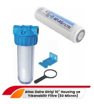 Lotto Filters Atlas Daire Girişi 10'' Housing ve Yıkanabilir Filtre (50 Micron) (Beyaz)