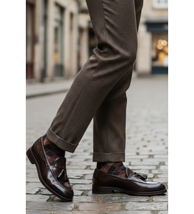 Shoetyle - Kahverengi Açma Deri Püsküllü Erkek Klasik Ayakkabı 250-7951