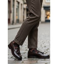 Shoetyle - Kahverengi Açma Deri Püsküllü Erkek Klasik Ayakkabı 250-7951