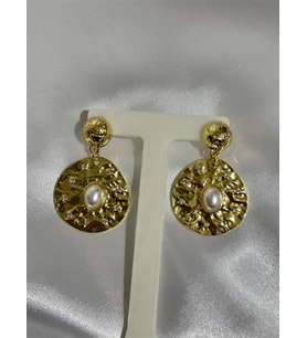 Vintage İnci Ve Zirkon Taş Detaylı Marka Model Küpe Gold