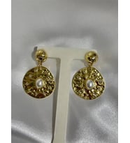 Vintage İnci Ve Zirkon Taş Detaylı Marka Model Küpe Gold
