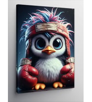 Kanvas Tablo Boksör Penguen