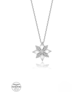 SWAROVSKİ TAŞLI  ZİRCONİA ÇİÇEK 925 AYAR GÜMÜŞ KOLYE