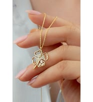 925 Ayar Gümüş Gold Yonca Kolye