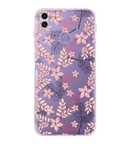 PrintiFy Huawei Honor 8C Uyumlu Kamera Korumalı Floral Kırmızı Tasarımlı Şeffaf Silikon Kılıf