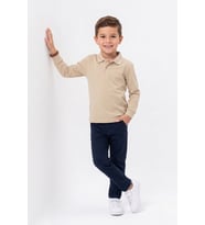 Unisex Çocuk Uzun Kollu Polo Yaka Lakost Okul Tişörtü