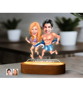 BK Gift Kişiye Özel Sevgili Karikatürlü Dekoratif 3D Biblo LED Işıklı Gece Lambası-8, Sevgiliye Hediye, Yıl Dönümü Hediyesi