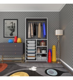 Kenzlife giysi dolabı yalın gri 180*090*30 kapaksız arkalıksız 6 sepetli (Beyaz)