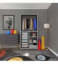 Kenzlife giysi dolabı yalın gri 180*090*30 kapaksız arkalıksız 6 sepetli (Beyaz)