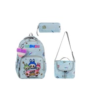 Labubu İlkokul Çantası 3'lü Set 42*30 Cm Beslenme Çantası Kalem Kutusu Ortopedik Su İtici Kumaş