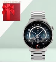 HX-4 Watch Pro Akıllı Saat 46mm Titanyum Kasa 3 Kordonlu - Hediye Kutulu (Gümüş)