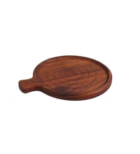 Küçük Saplı İçi Çukur Pizza Tahtası 28x33 cm (Kahverengi)
