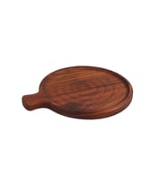 Küçük Saplı İçi Çukur Pizza Tahtası 28x33 cm (Kahverengi)