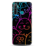 Realme 5i 5 Pro 6i 7 Pro 8 Kılıf Desemli Silikon Neon Cats 1790