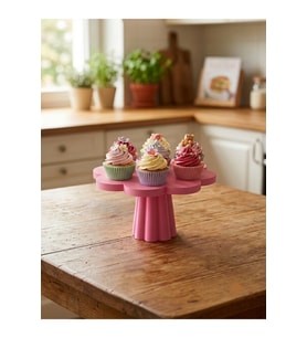 Cupcake Ayaklı Stand Çapı 17 Cm Yükseklik 11 Cm Pembe