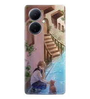 Vivo V29 Lite Kılıf Resimli Desenli Silikon Platinium Series Cat And Girl 1808
