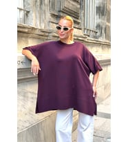 Mürdüm Oversize Triko Bluz