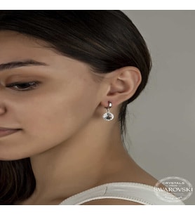 S-warovski Crystal Taşlı Gümüş Beyaz Sallantılı Kadın Küpe