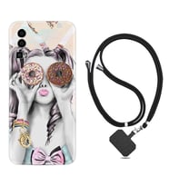 General Mobile Gm 23 Kılıf Resimli Boyun Askılı İpli Desenli Silikon Donut Girl 1408