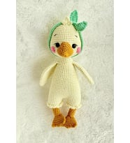 Sevimli Bandanalı Ördek Amigurumi Organik Oyuncak