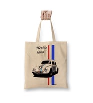 Herbie 1968 Araba Beyaz Bez Çanta Uzun Saplı Alışveriş Çantası Plaj Çantası