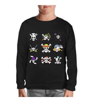 One Piece - Character Flags Siyah Çocuk Sweatshirt