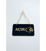 Pet Shoplar İçin Gold Tasarımlı Pleksi Kapı Tabelası (Açık/Kapalı)