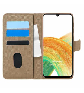 Microsonic Samsung Galaxy A33 5G Kılıf Fabric Book Wallet Gold (Altın)