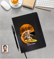 Kişiye Özel Uzay Karikatürlü Siyah Defter Touchpen Kalem Hediye Seti Bay-8