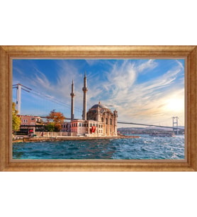 Çerçeveli Paspartulu Manzara Tablo bm1489 (Gold)
