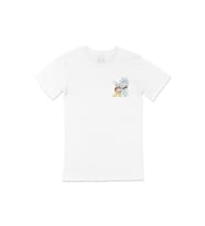 Rick And Morty Tasarımlı Cep Logo Tasarımlı Beyaz Tişört