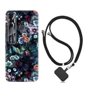 Tecno Spark 6 6 Go 8C 8 Pro 7 7 Pro Kılıf Boyun Askılı Silikon Great Flowers 1304