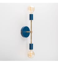 RİOLİGHT RETRO,VİNTAGE,RUSTİK MAVİ 2XE27 DUYLU METAL AYNA ÜSTÜ DUVAR APLİK