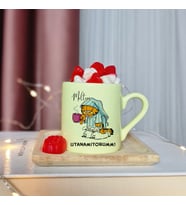 Garfield ( Uyanamıyorum ) Tasarımlı Kişiye Özel Sarı Türk Kahvesi Fincanı