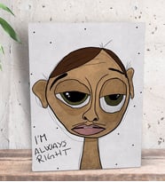 BK Gift The Lazy People Collection Wise Guy Tasarımlı Dekoratif Mini Kanvas Tablo 15x20cm-1