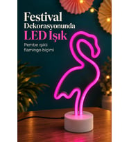 Flamingo Neon Lamba Beyaz Gövdeli Yuvarlak Tabanlı