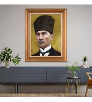 Altın Varaklı Paspartulu Çerçeveli Tablo hb1389