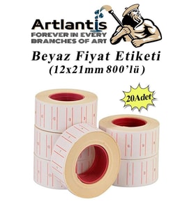 Fiyat Etiketi Beyaz 800'lü 20 Paket 12x21mm Beyaz Fiyat Etiketi Mx-5500 M5500 Hg979 Motex Etiket Makinesi Yedeği