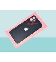 Tkgz - iPhone 12 Arka Pil Batarya Kapağı - Cam kapak Geniş Lens Deliği - SİYAH