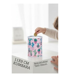 Desenli Metal Kumbara  11x9 cm - Tasarruf ve Dekorasyon Bir Arada 722402